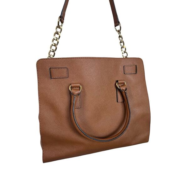 Michael Kors Hamilton Large Saffiano Leather Tote Bag Cognac Brown Tote Bag - Picture 4 of 10